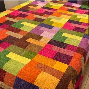 Homemade Colorblock Patchwork Quilt Full